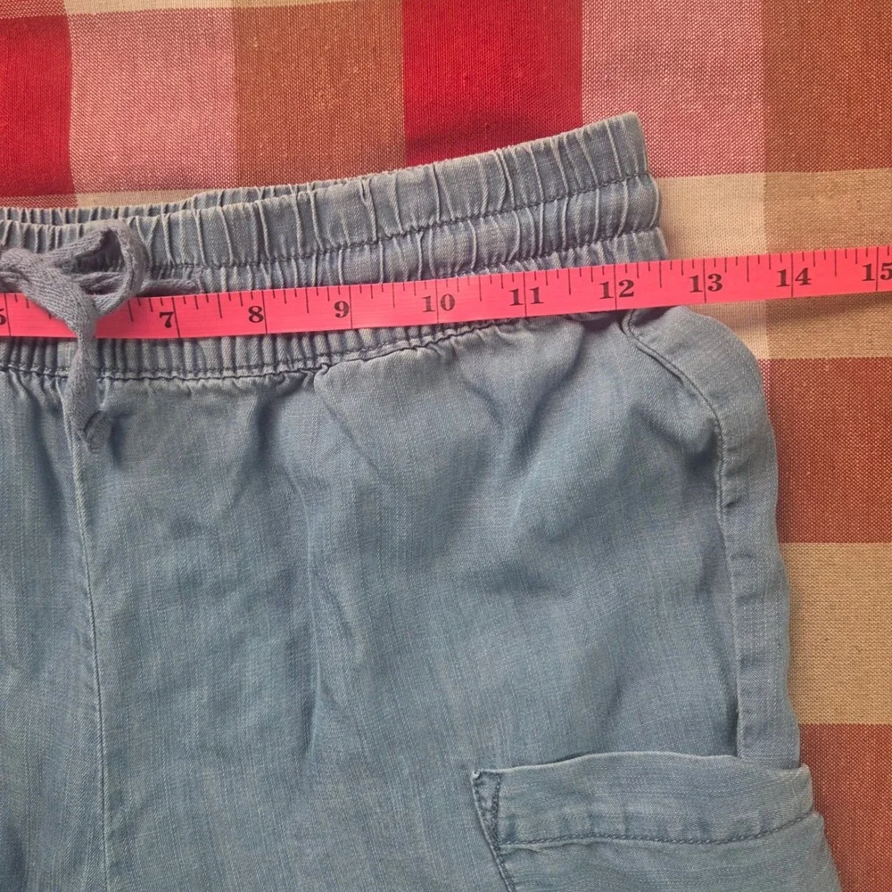 Indigo Rein XS Light Wash Chambray Cargo Jogger Pants Boho Soft Utility Lounge